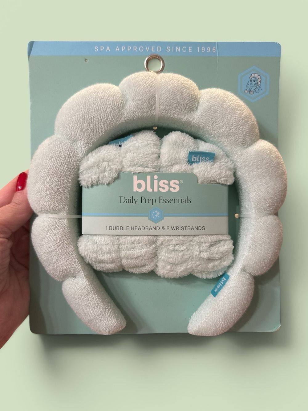 bliss Daily Prep Essentials Bubble Headband & 2 Wristbands Set in Mint